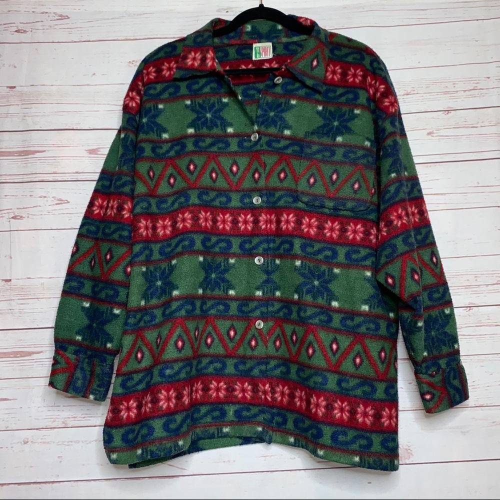 Vintage Bold spirit Fleece Aztec  coat L